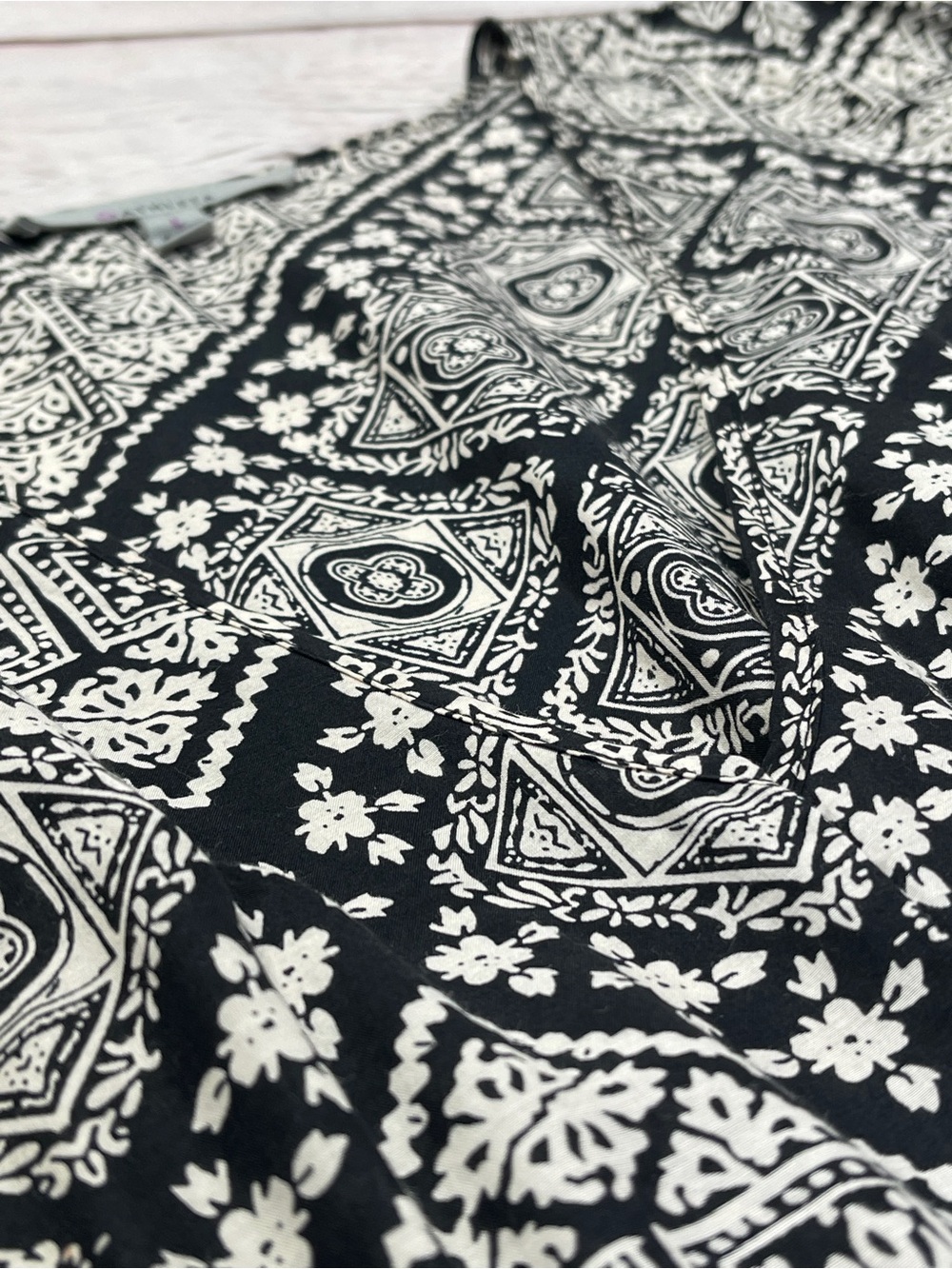ATHLETA silk cotton black white geometric print swim cover-up tunic dress size L - Picture 6 of 11